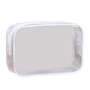 Blasgw PVC Transparent Makeup Bag Clear \u0026 Portable Large Capacity Cosmetic Storage Pouch with Plastic Zipper Waterproof Wash Bag for Toiletries, Beauty Essentials Effortless Organization White
